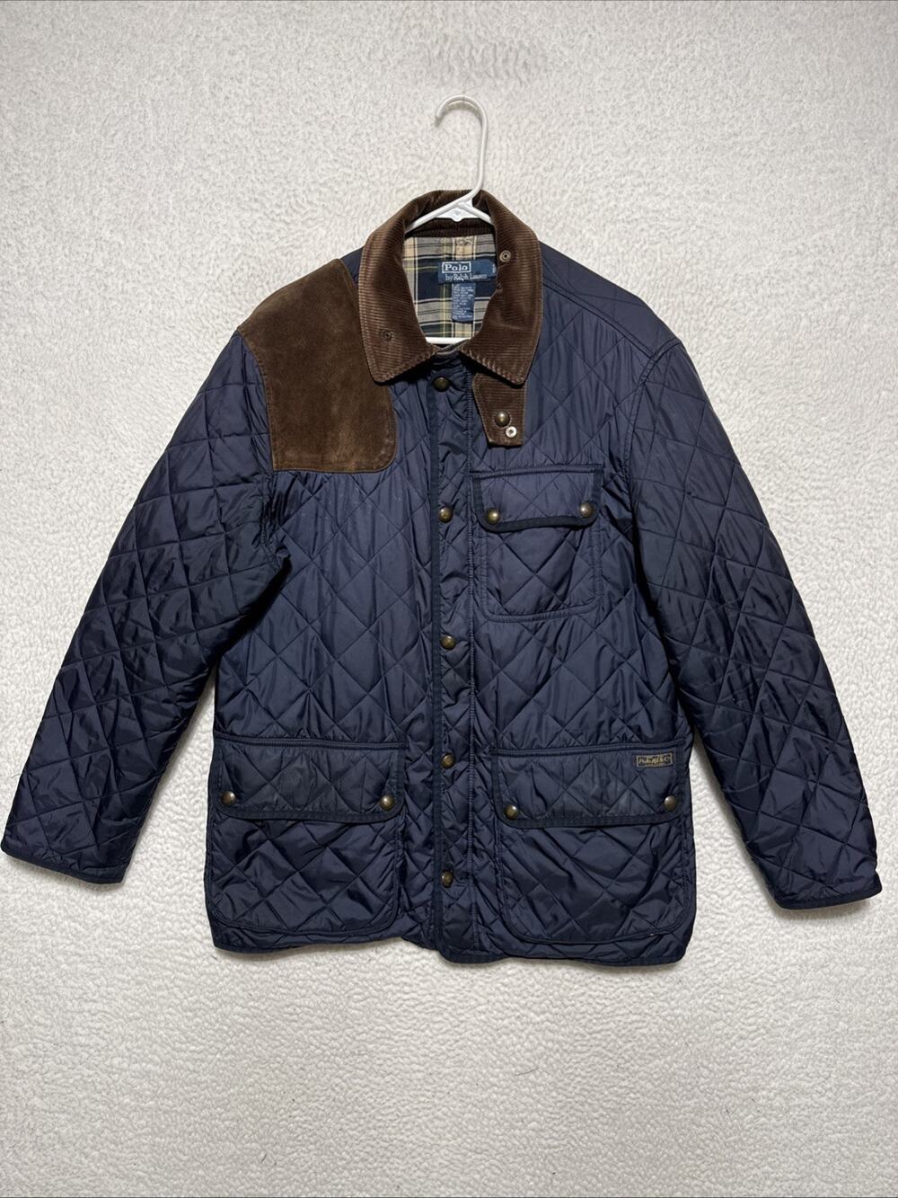 VTG Large Polo Ralph Lauren Jacket Men’s Quilted Cargo Work Large Blue Hunting
